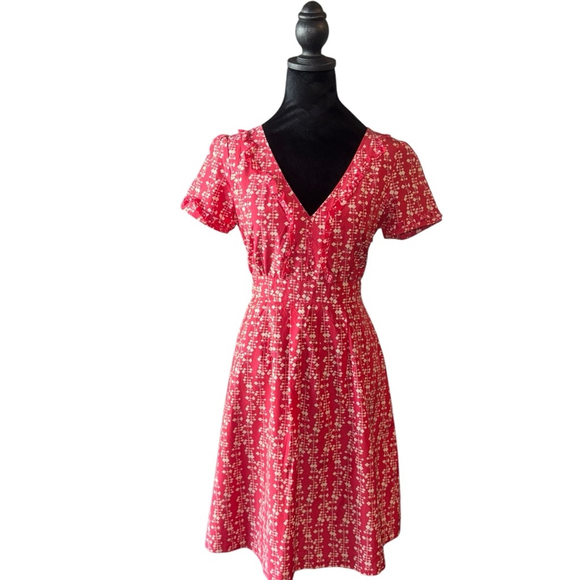 Women's Fossil Dress Size M Red Short Sleeve peasant vintage inspired spring - Picture 1 of 10